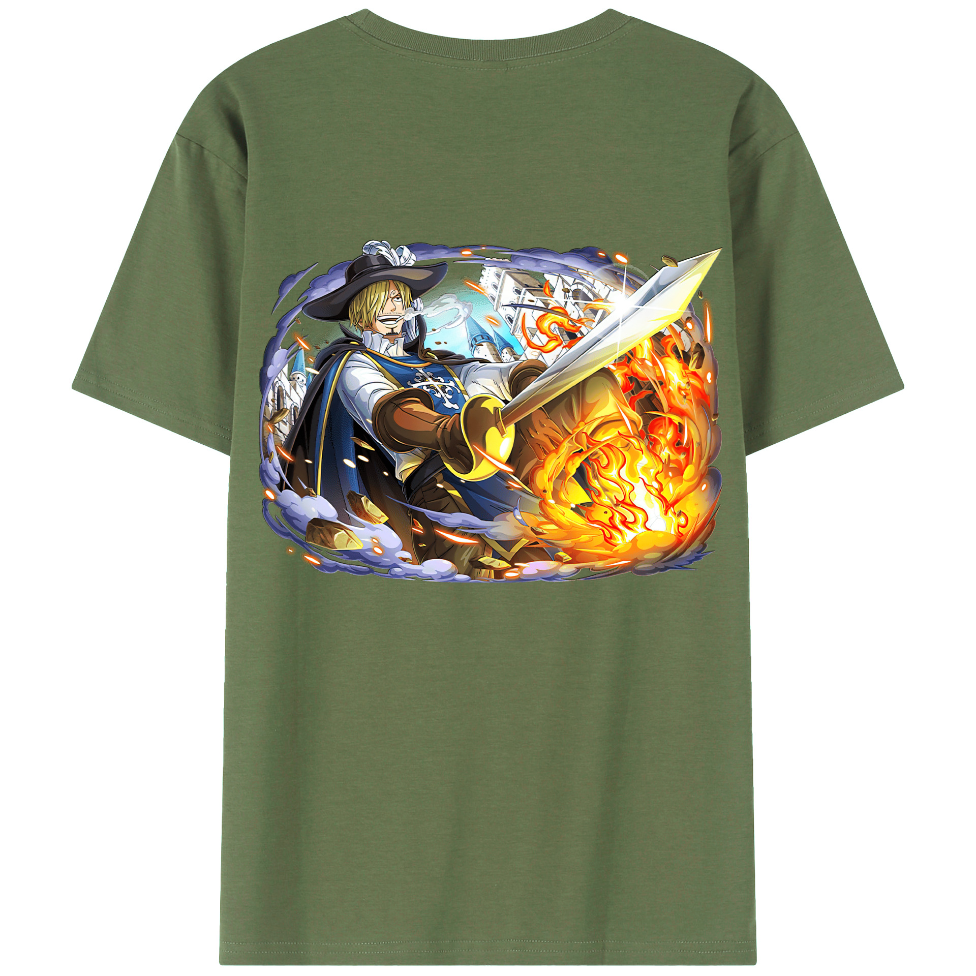 （画像用） ワンピース サンジ ONE PIECE Sanji 綿100％ メンズ半袖Tシャツ（バックプリント） 通気性